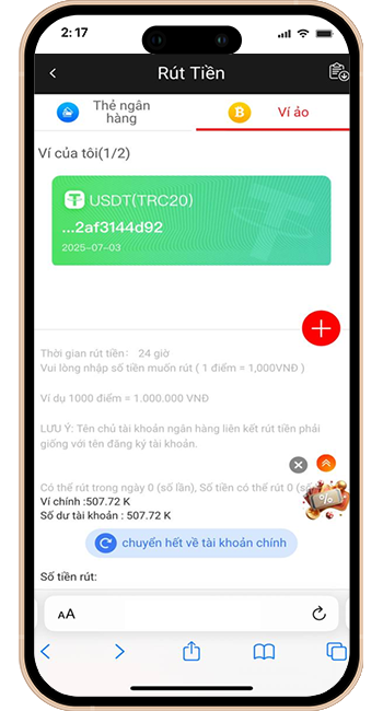 Bước 5: BƯỚC 5: LIÊN KẾT VÍ USDT THÀNH CÔNG.