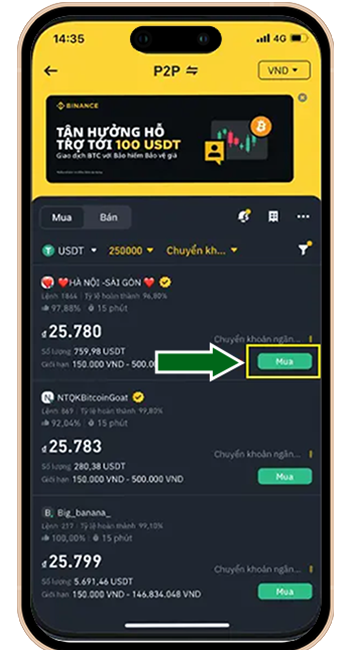 Bước 3: BƯỚC 3: LỰA CHỌN NGƯỜI BÁN → NHẤN NÚT MUA. LƯU Ý: ƯU TIÊN CHỌN NHỮNG NGƯỜI UY TÍN, CÓ DẤU 'ĐÃ XÁC MINH', NHIỀU ĐƠN HÀNG, TỶ LỆ HOÀN THÀNH > 99% TRỞ LÊN