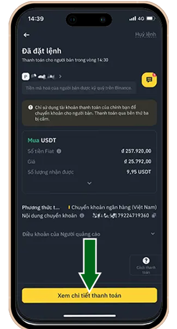 Bước 5: BƯỚC 5: TIẾP THEO ẤN XEM CHI TIẾT THANH TOÁN ĐỂ CHUYỂN KHOẢN CHO NGƯỜI BÁN