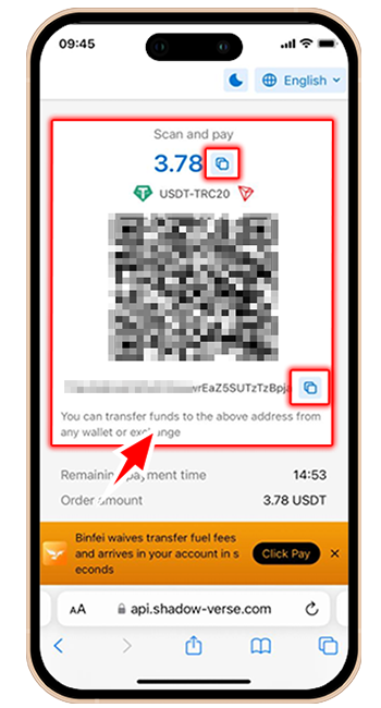 Bước 3: BƯỚC 3: SAO CHÉP ĐỊA CHỈ VÍ USDT HOẶC QUÉT MÃ QR ĐỂ SANG BINANCE THỰC HIỆN CHUYỂN TIỀN.